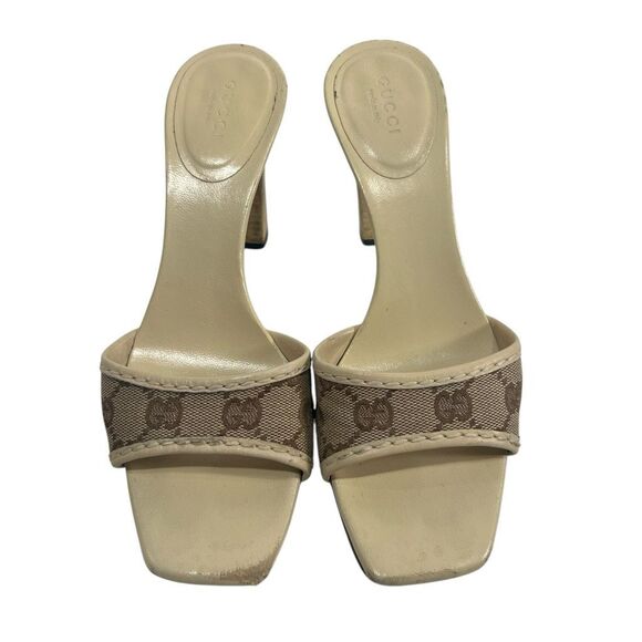 Gucci Slide Sandals Size 6 GG Monogram Slide Sandals Size 6 Cream - Picture 3 of 11